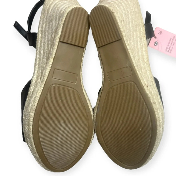 Juicy Couture Black Metal Stud Espadrille Platform Ankle Strap Wedge Sandals 9 - Picture 10 of 14